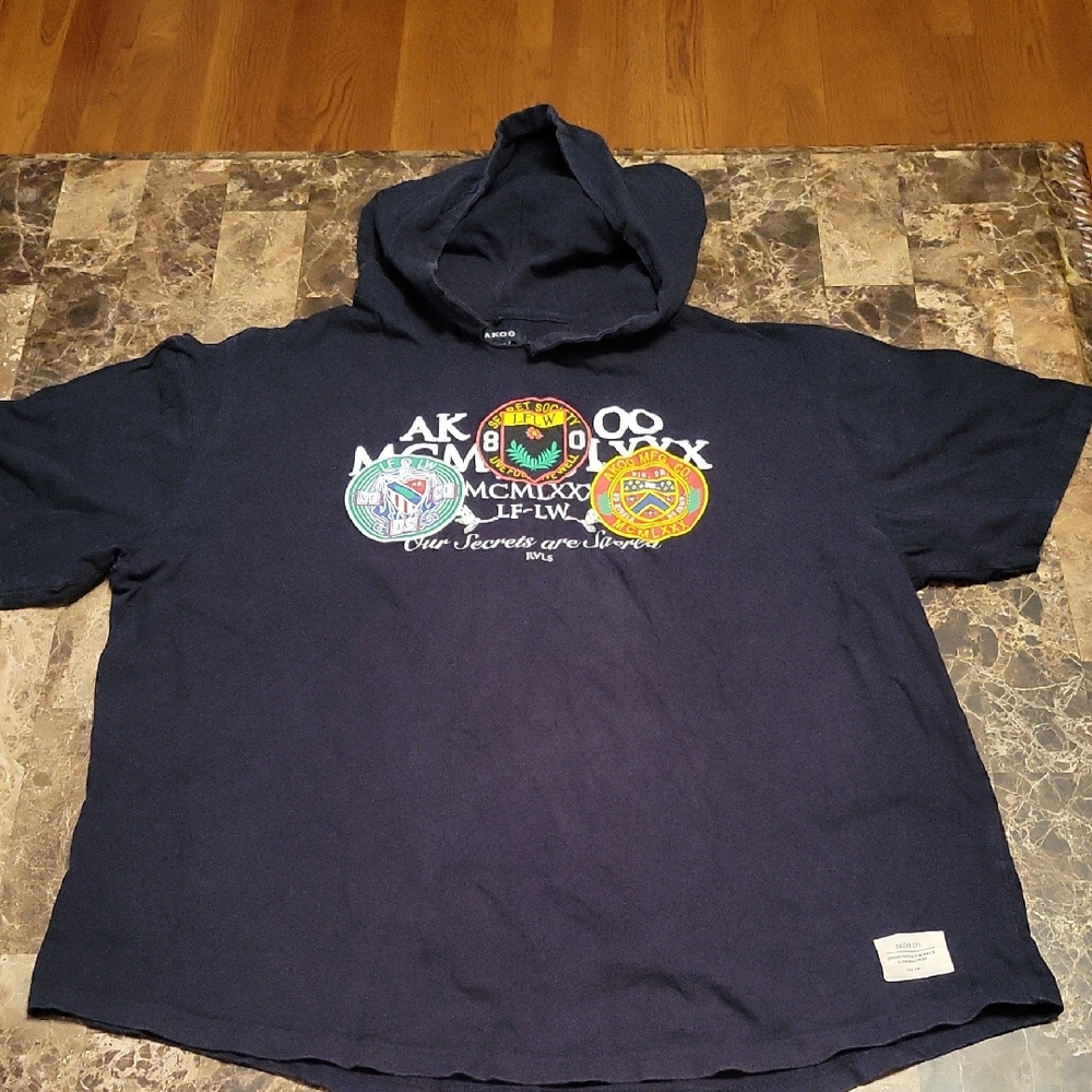Akoo Faded Black Hoodie with Colorful Patches